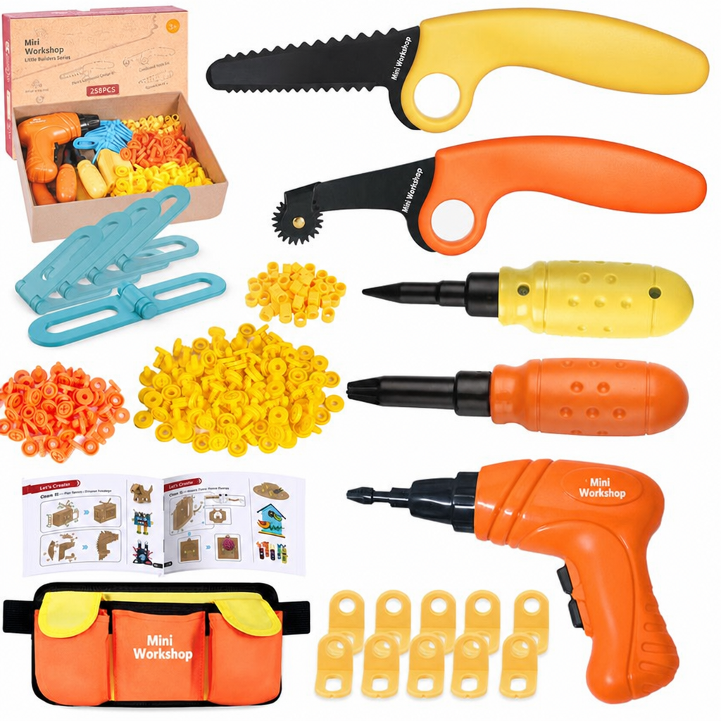 Kids Cardboard Tool Set, 258 Pieces