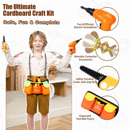 Kids Cardboard Tool Set, 258 Pieces