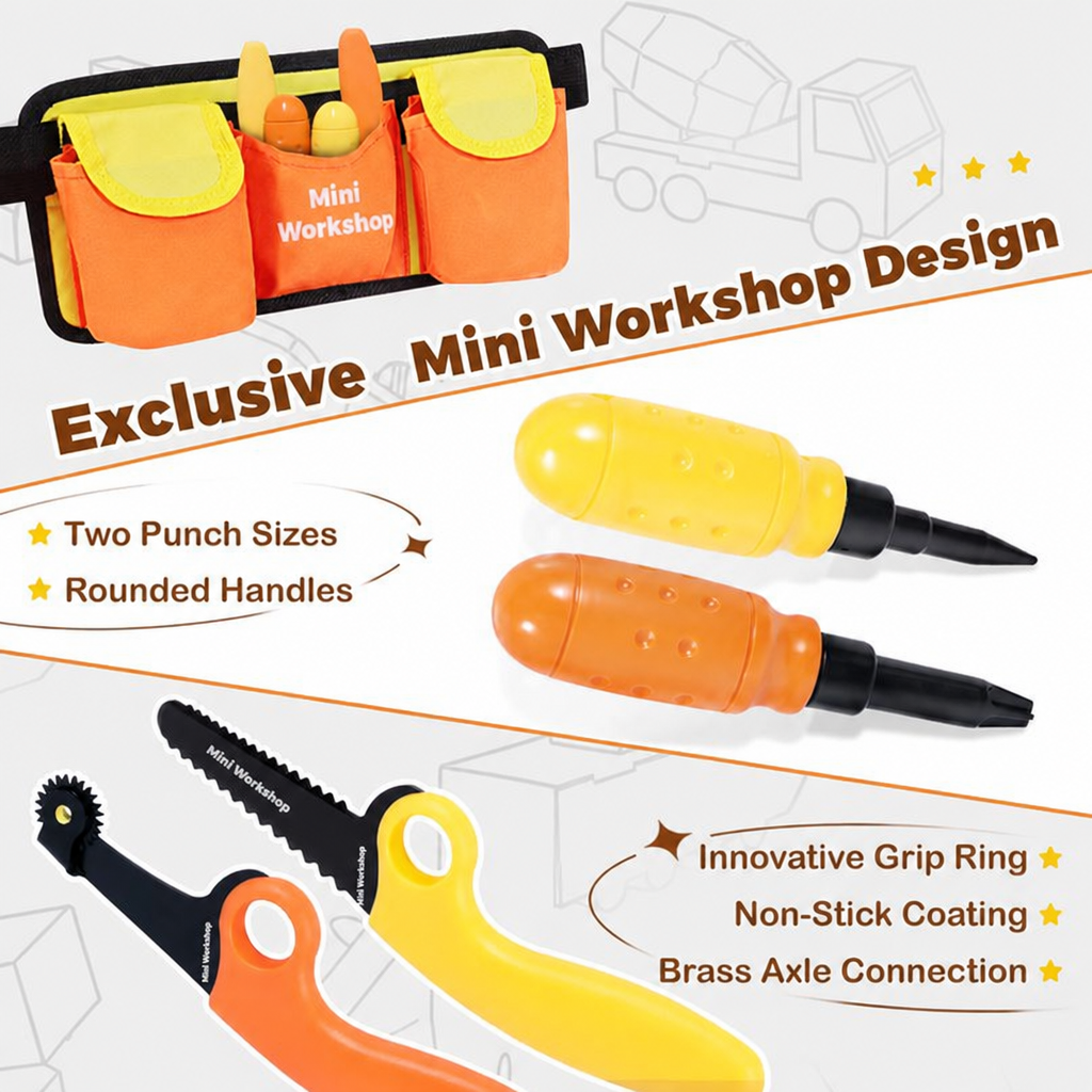 Kids Cardboard Tool Set, 258 Pieces
